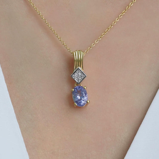 SZ16881 Necklace Silver 925 Tanzanite Fyanite (Gold Plated)