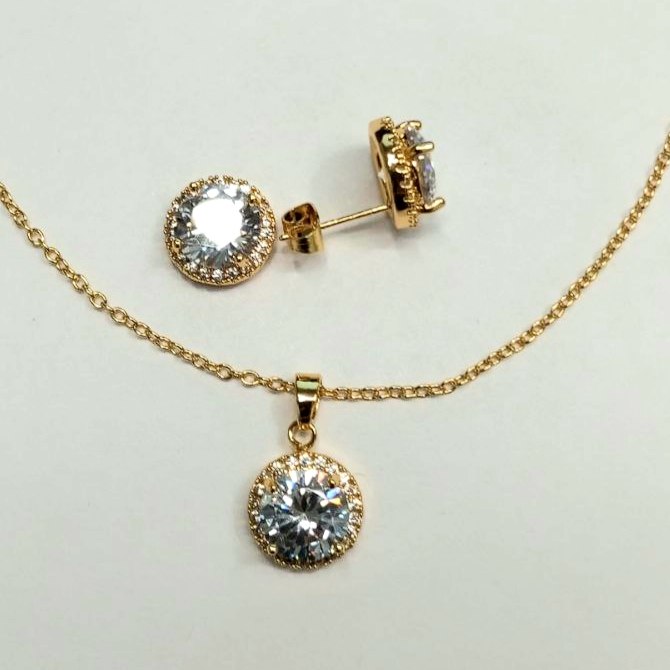 CC02041 Set 18K Yellow Gold Plated Copper Crystal