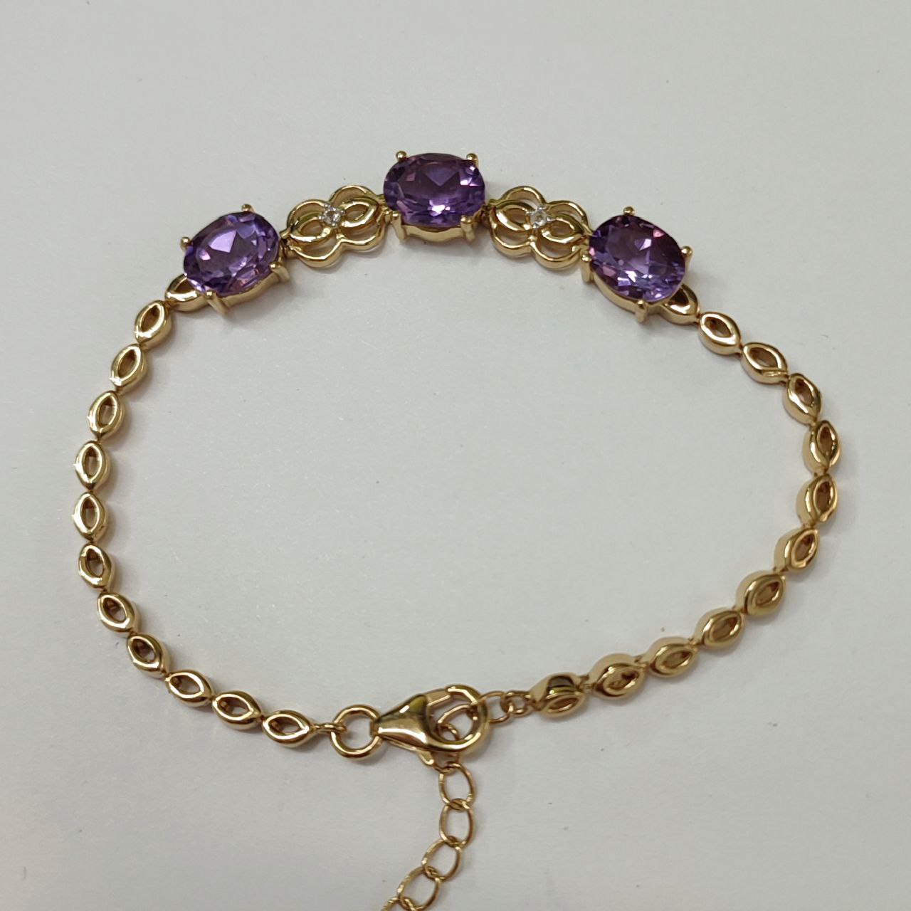 SZ13445 Bracelet Silver 925 Brazilian Amethyst Topaz White (Gold Plated)