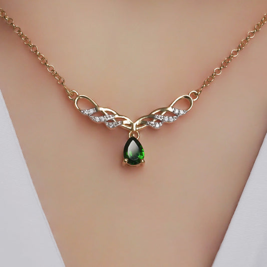 SZ16720 Necklace Sterling Silver 925 Chrome Diopside Pyanite (Gold Plated)