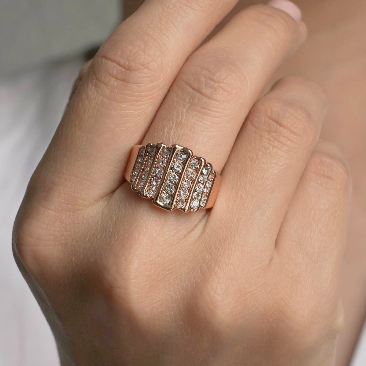 CC01887 Ring Rose Gold Plated Copper Cubic Zirconia