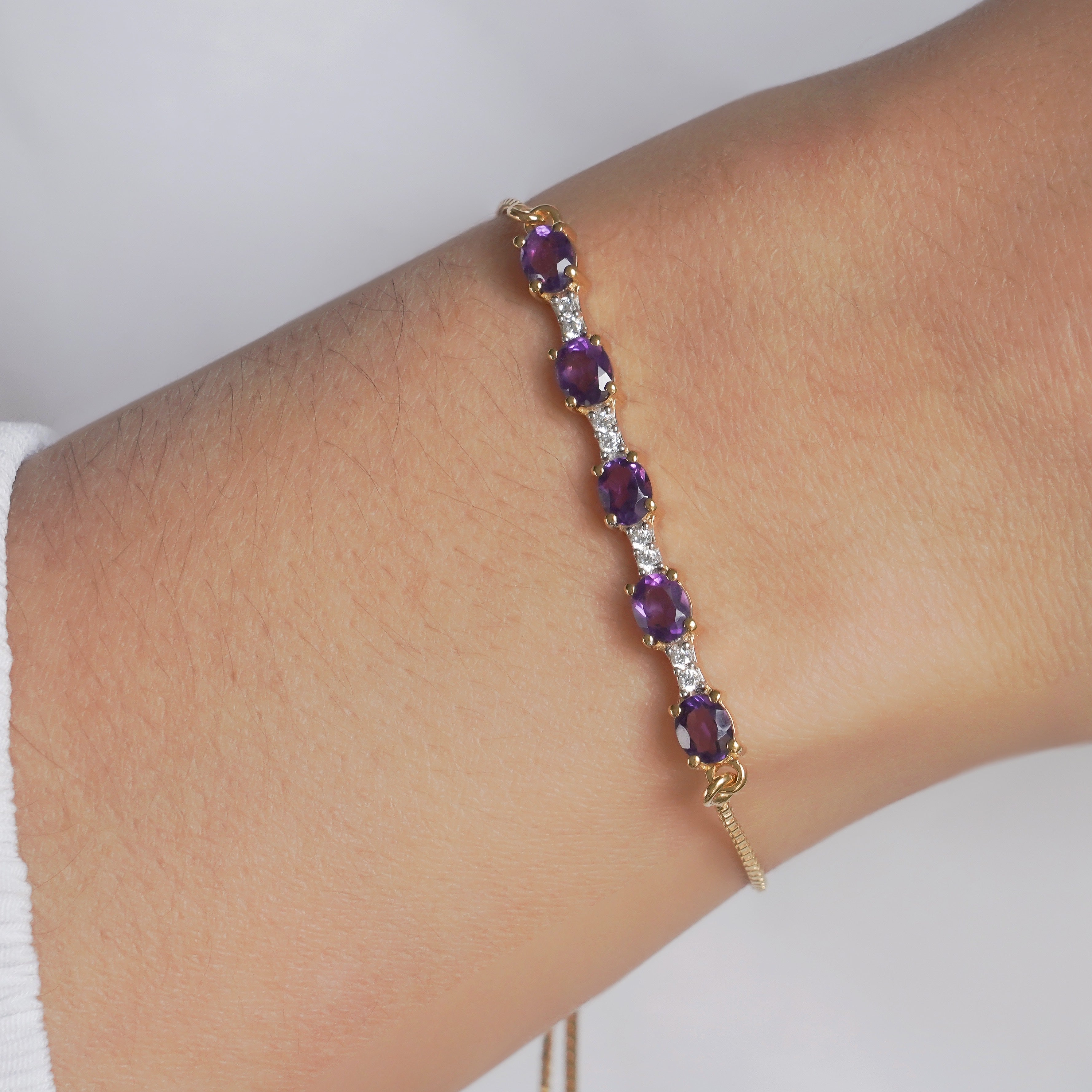 SZ16621 Bracelet Silver 925 African Amethyst Fianite (Gold Plated)