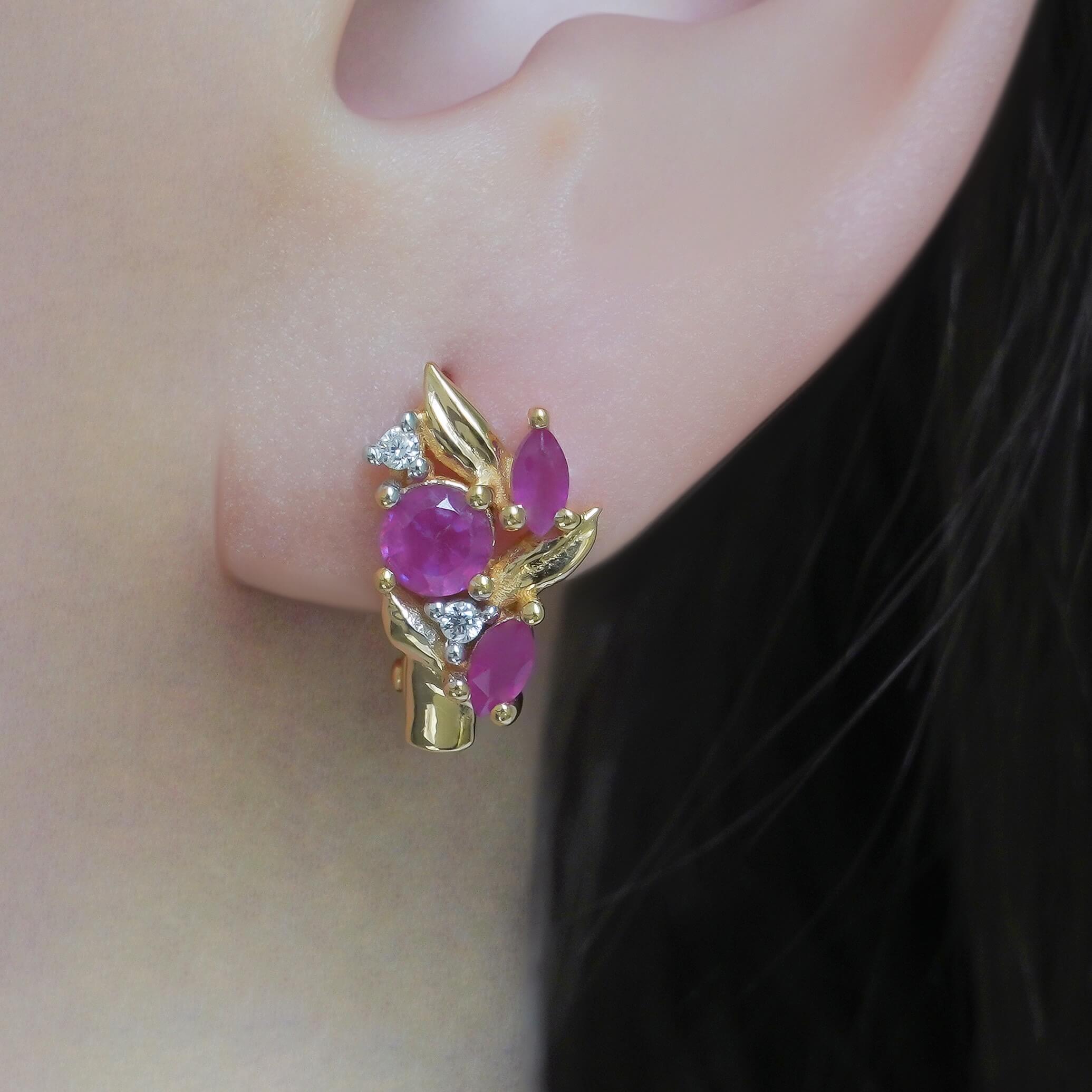 SZ16560 Sterling Silver 925 Thai Ruby Fianite (Gold Plated)