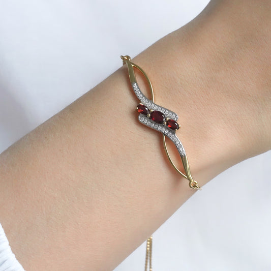 SZ16522 Bracelet Silver 925 Garnet Fianite (Gold Plated)