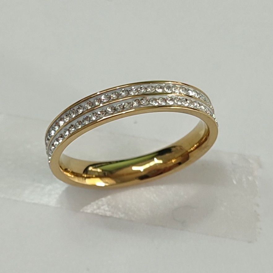 LX00014 Ring 18K Yellow Gold Plated Stainless Steel Cubic Zirconia