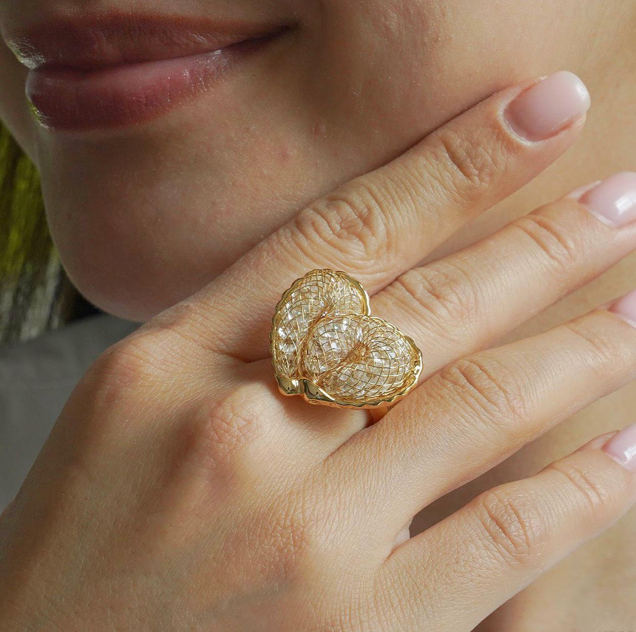 CC01565 Ring 18K Gold Plated Copper Crystal