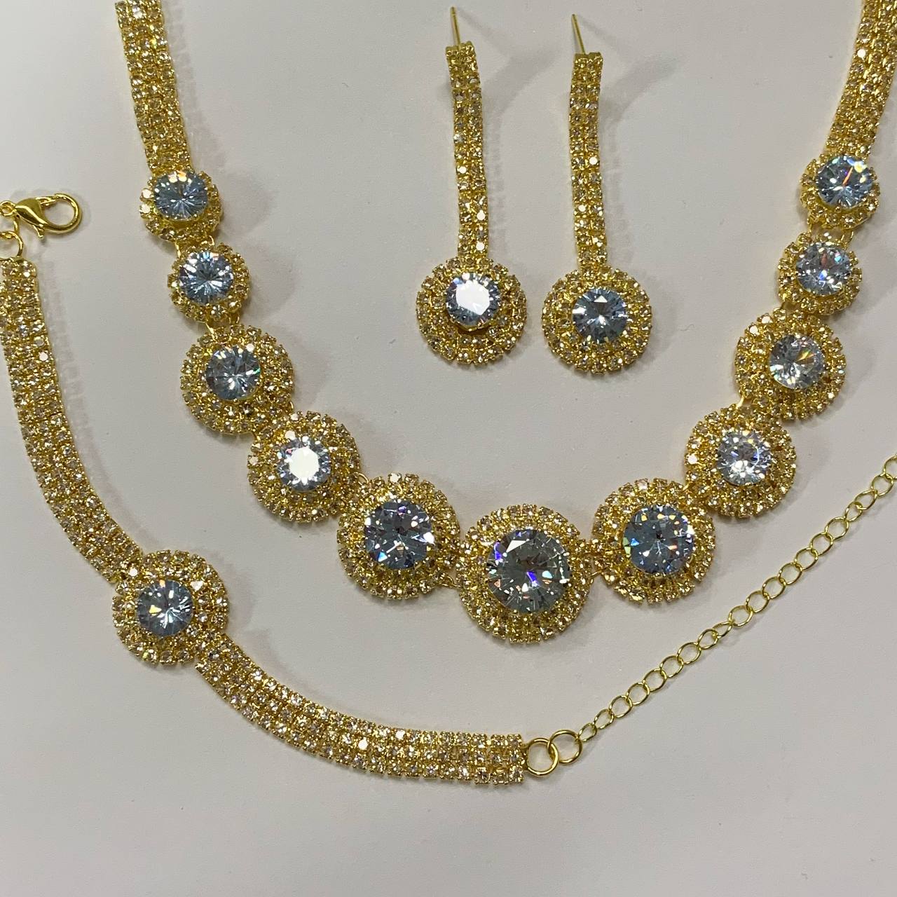 CC01720 Set 18K Yellow Gold Plated Copper Crystal