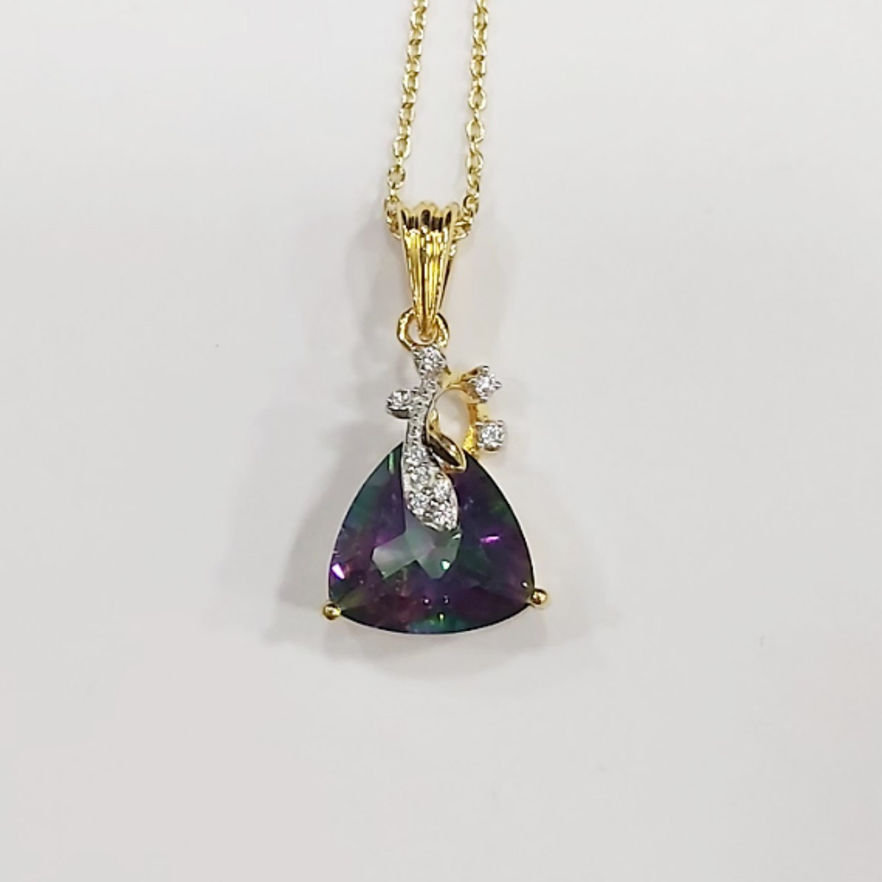 SZ16789 Necklace Silver 925 Mystic Quartz Fianite (Gold Plated)