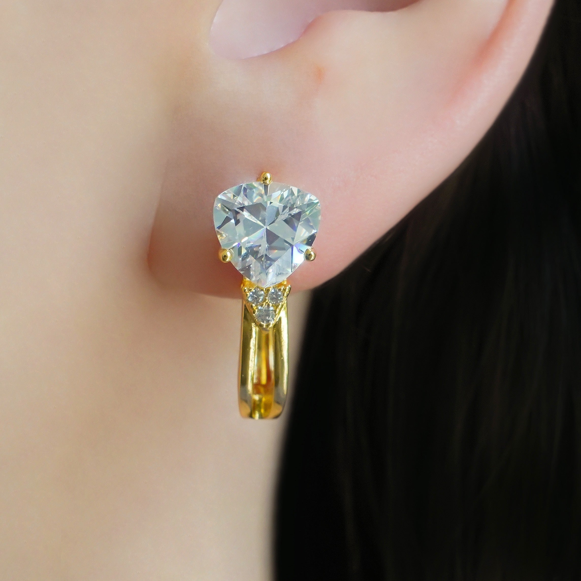 CC01351 Earrings 18K Yellow Gold Plated Copper Cubic Zirconia