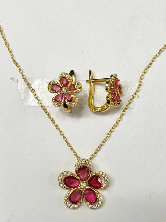 CC02042 Set 18K Yellow Gold Plated Copper Crystal