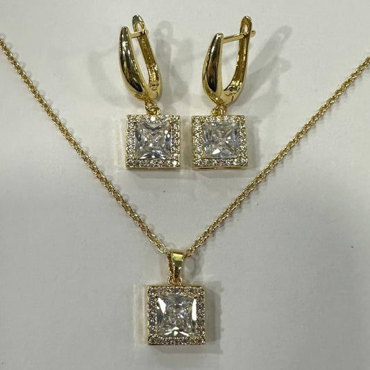 CC02243 Set 18K Yellow Gold Plated Copper Crystal