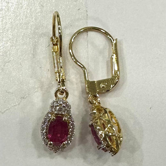 SZ16822 Sterling Silver 925 Thai Ruby Fianite (Gold Plated)