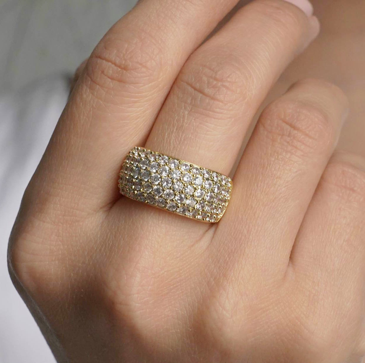 CC01793 Ring 18K Yellow Gold Plated Copper Cubic Zirconia