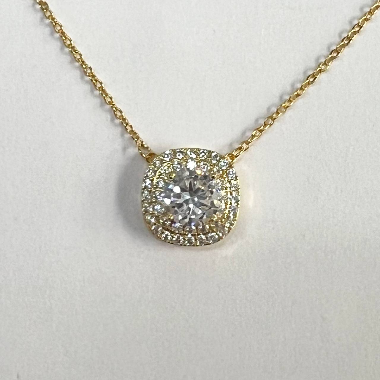 CC02066 Necklace 18K Yellow Gold Plated Copper Cubic Zirconia