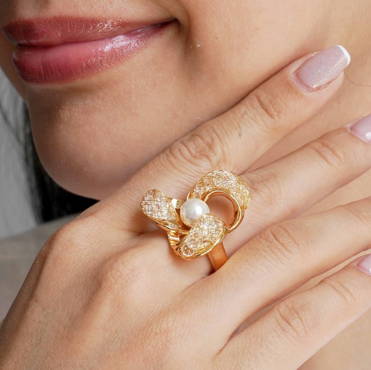 CC01409 Ring 18K Gold Plated Copper Crystal