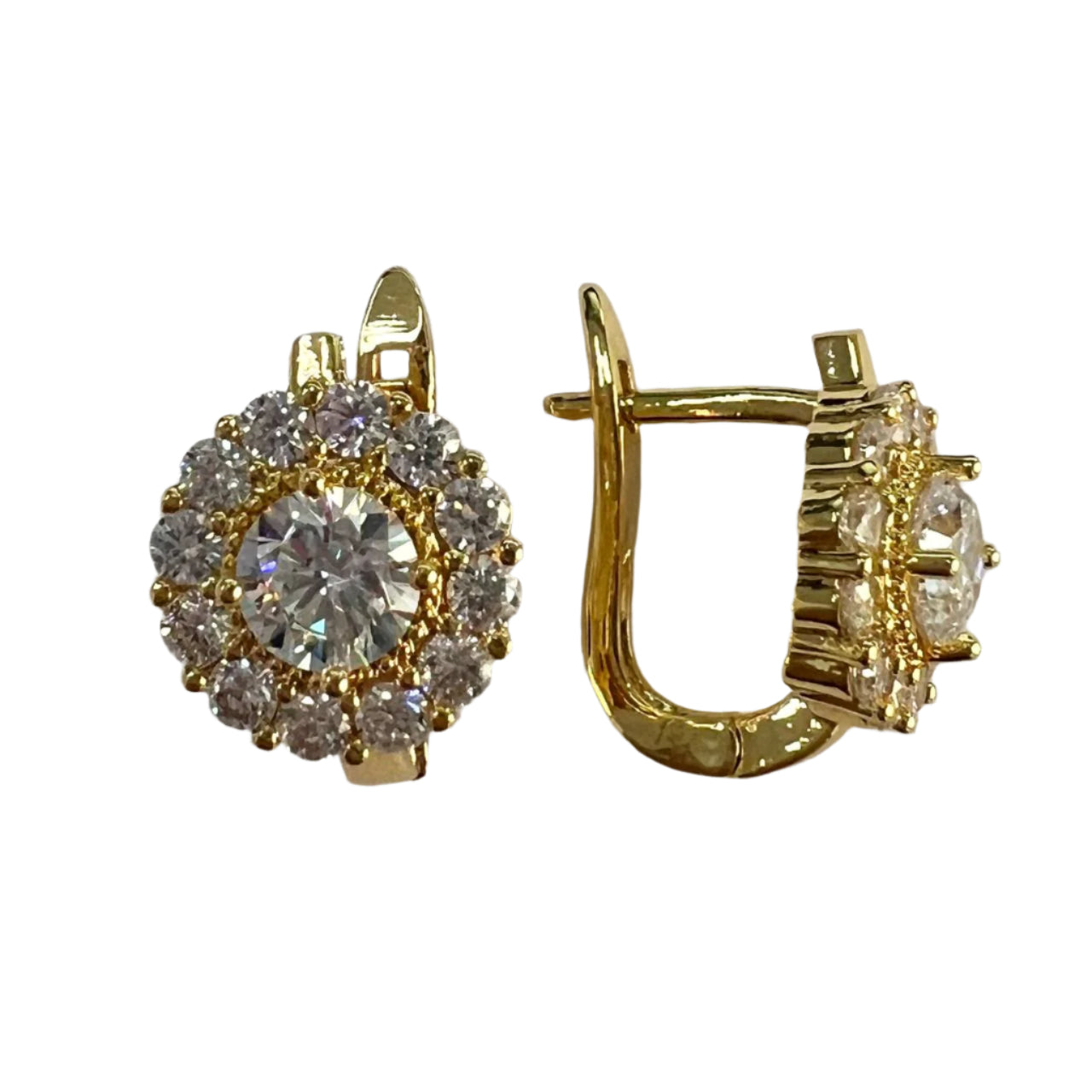 CC01835 Earrings 18K Yellow Gold Plated Copper Crystal