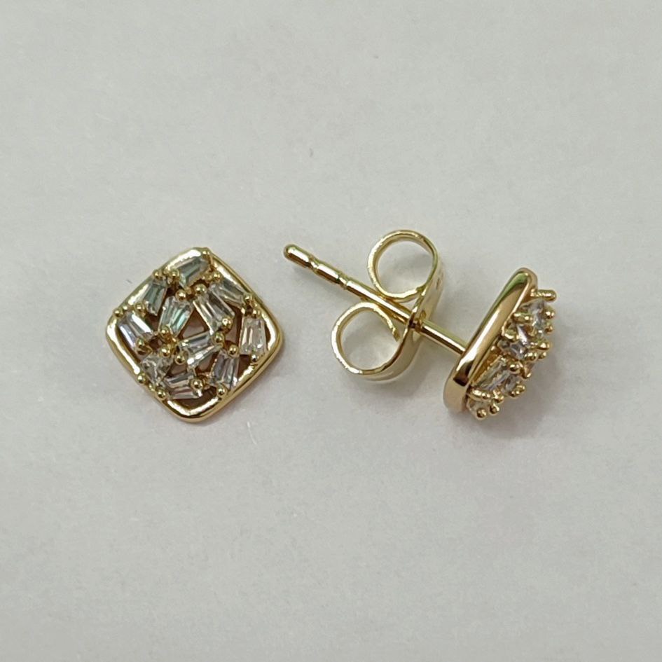 CC01121 Earrings 14K Gold Plated Brass Cubic Zirconia