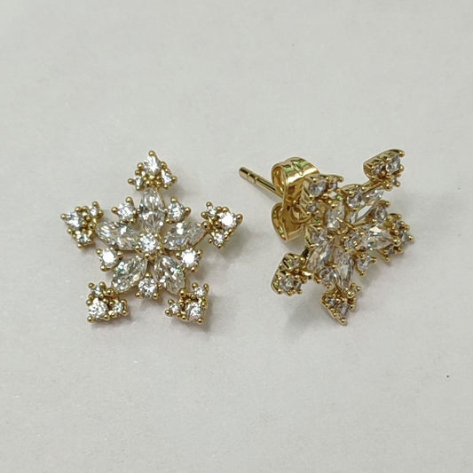 CC01133 Earrings 14K Gold Plated Brass Cubic Zirconia