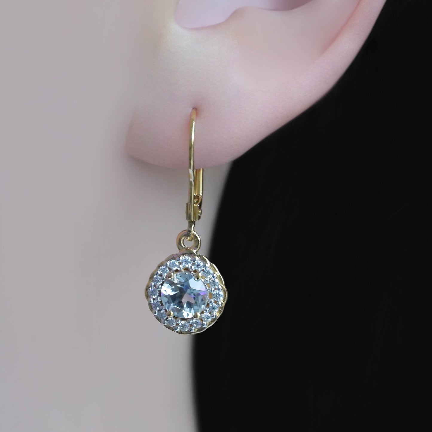 SZ16194 Stud Silver 925 White Topaz Pianite (oltin bilan qoplangan)