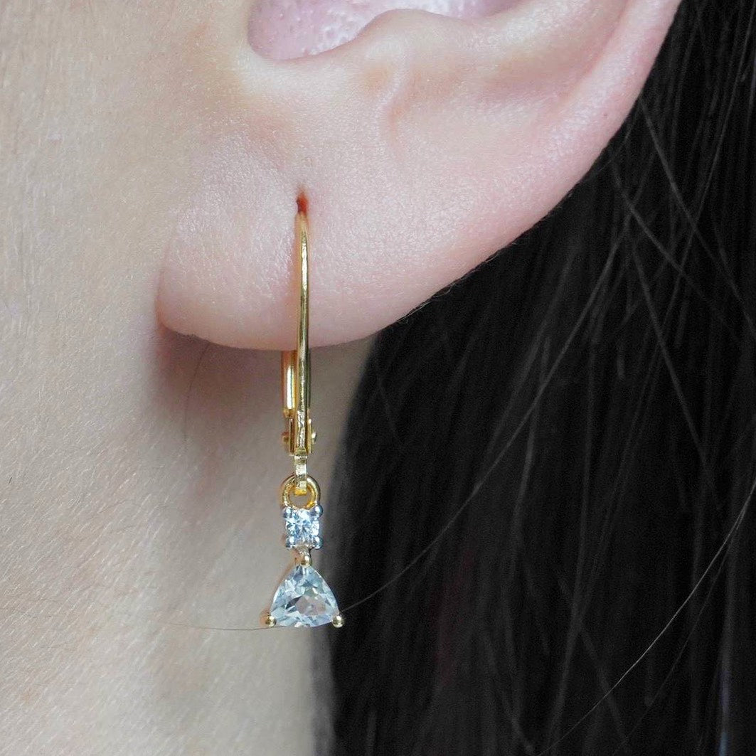 SZ16240 Studs Silver 925 White Topaz Pianite (Gold Plated)