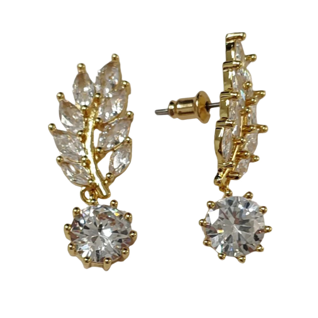 CC00957 Earrings 18K Yellow Gold Plated Brass Cubic Zirconia