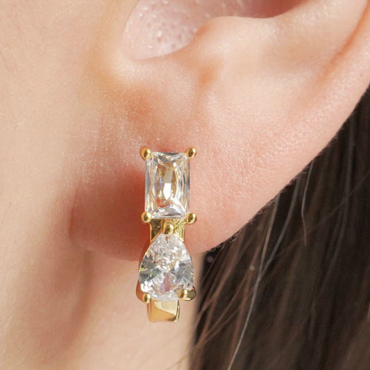 CC02048 Earrings 18K Yellow Gold Plated Copper Crystal