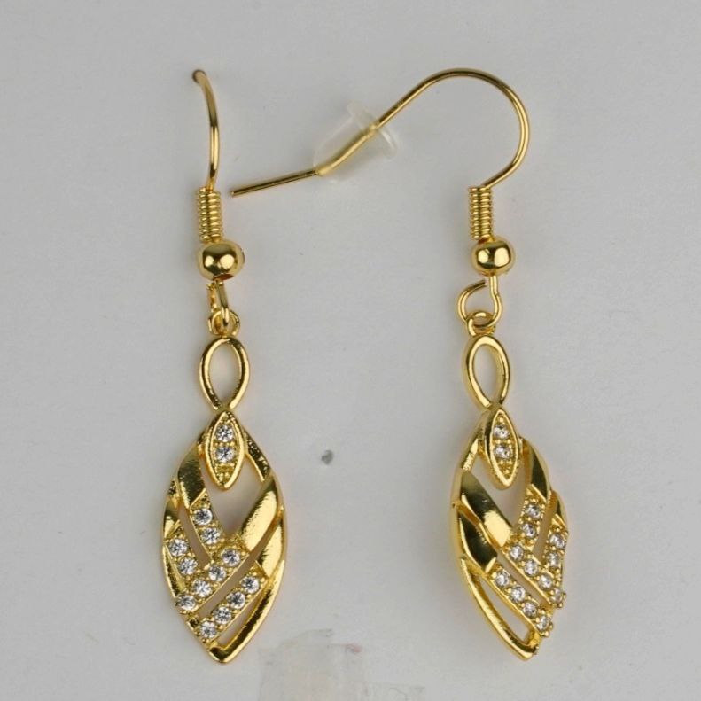 CC00218 Earrings Copper cubic zirconia yellow gold plated 18 kt