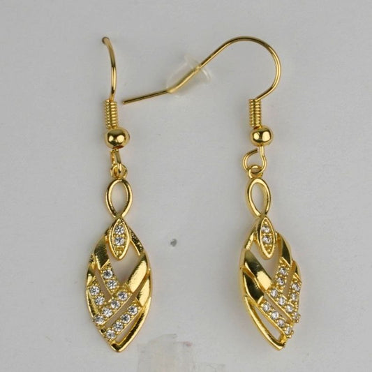 CC00218 Earrings Copper cubic zirconia yellow gold plated 18 kt