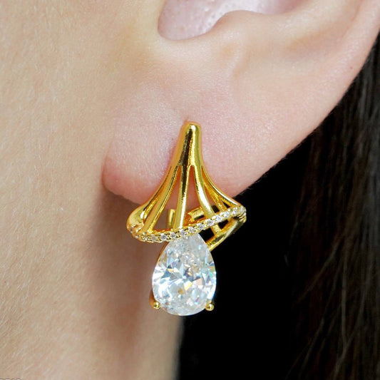 CC01450 Earrings 18K Gold Plated Copper Cubic Zirconia