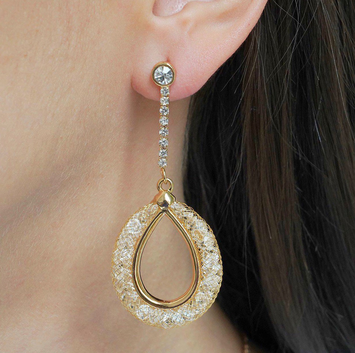 CC01456 Earrings 18K Gold Plated Copper Crystal