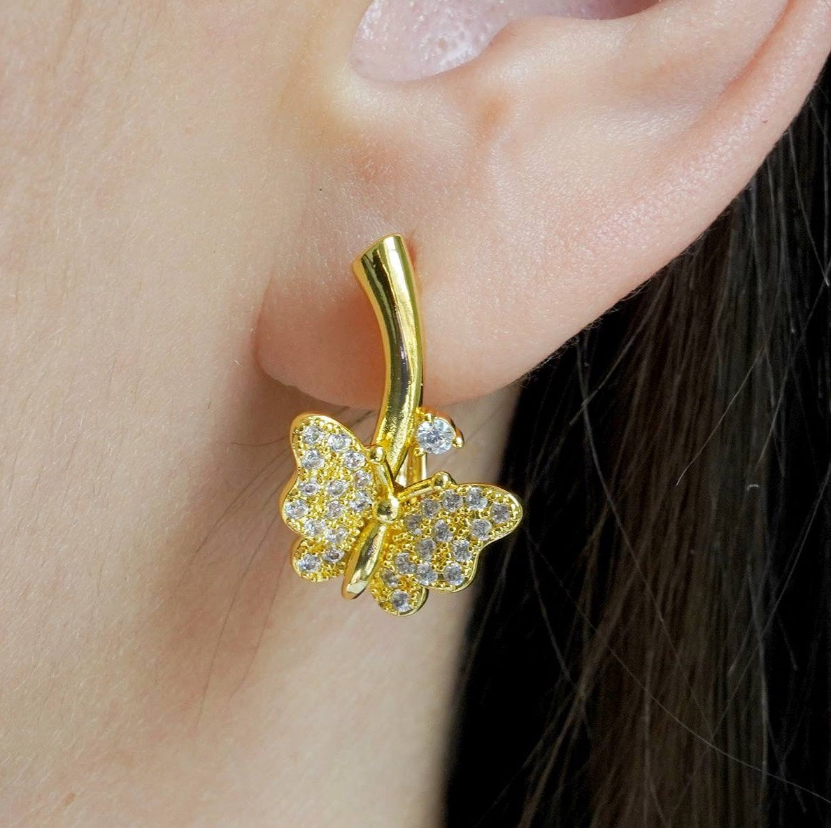 CC01444 Earrings 18K Gold Plated Copper Cubic Zirconia