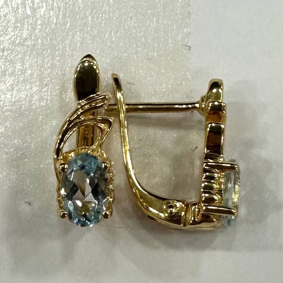 SZ16865 Sterling Silver 925 Sky Blue Topaz (Gold Plated)