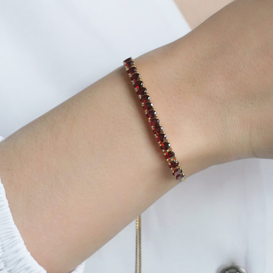 SZ16840 Bracelet Silver 925 Garnet (Gold Plated)