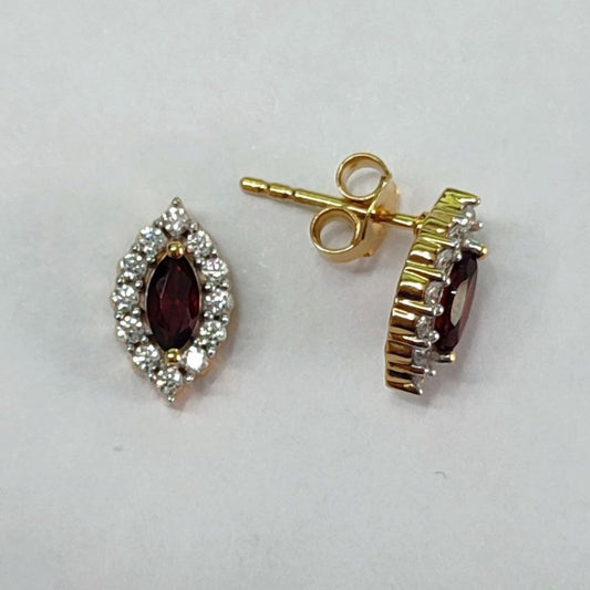 SZ16028 Earrings Silver 925 Garnet Cubic Zirconia (Gold Plated)