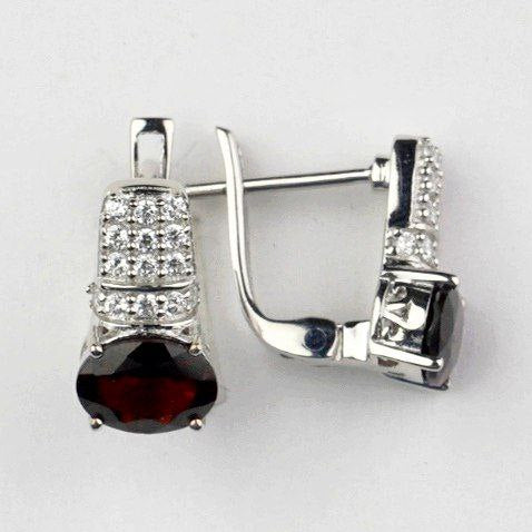 SZ11370 Earrings Silver 925 Garnet Cubic Zirconia