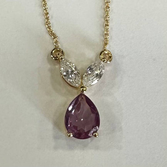 SZ16696 Necklace Silver 925 Alexandrite Linde Fianite (Gold Plated)