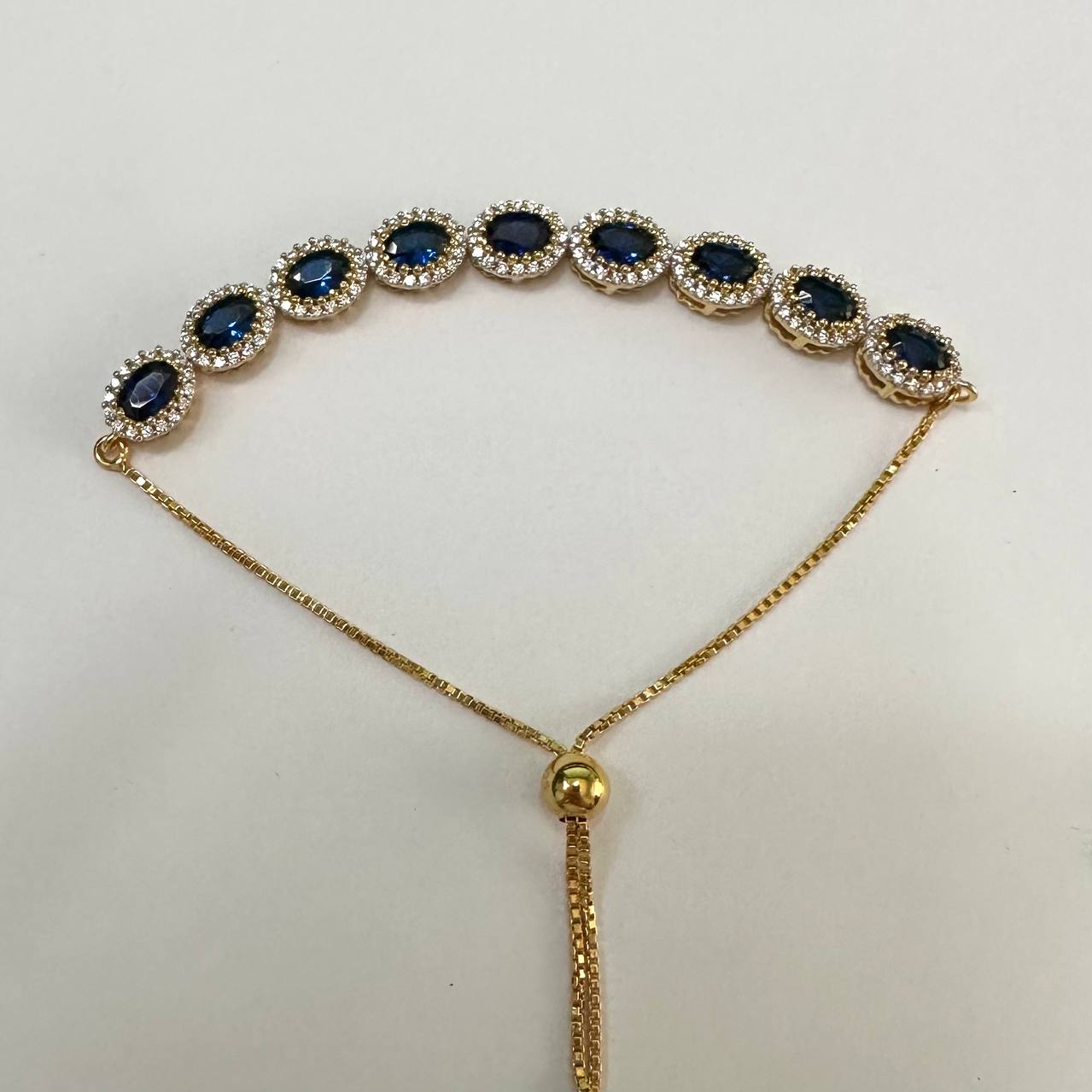 SZ16062 Bracelet Silver 925 Linde Sapphire Cubic Zirconia (Gold Plated)