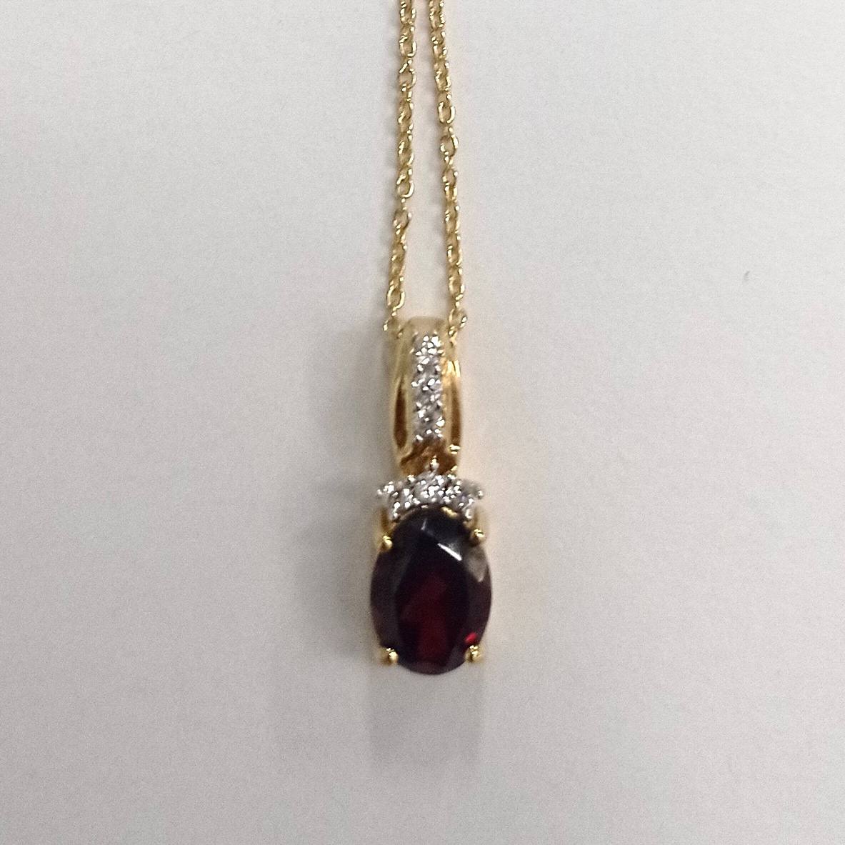 SZ16167 Necklace Silver 925 Garnet Fianite (Gold Plated)