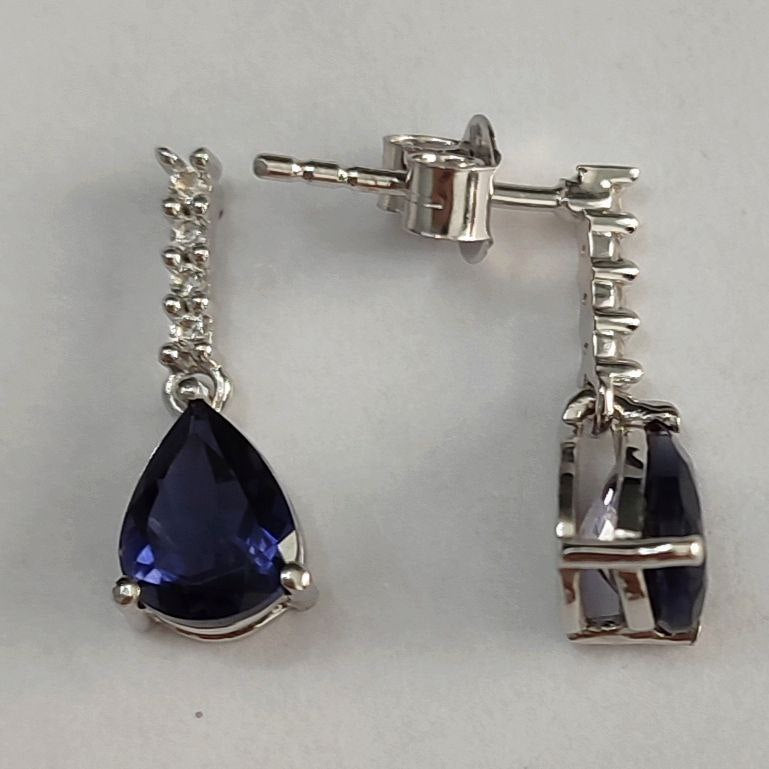 SZ12720 Earrings Silver 925 Iolite Topaz White