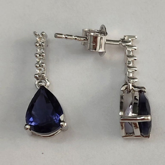 Серьги SZ12720 Серебро 925 Иолит Топаз Белый