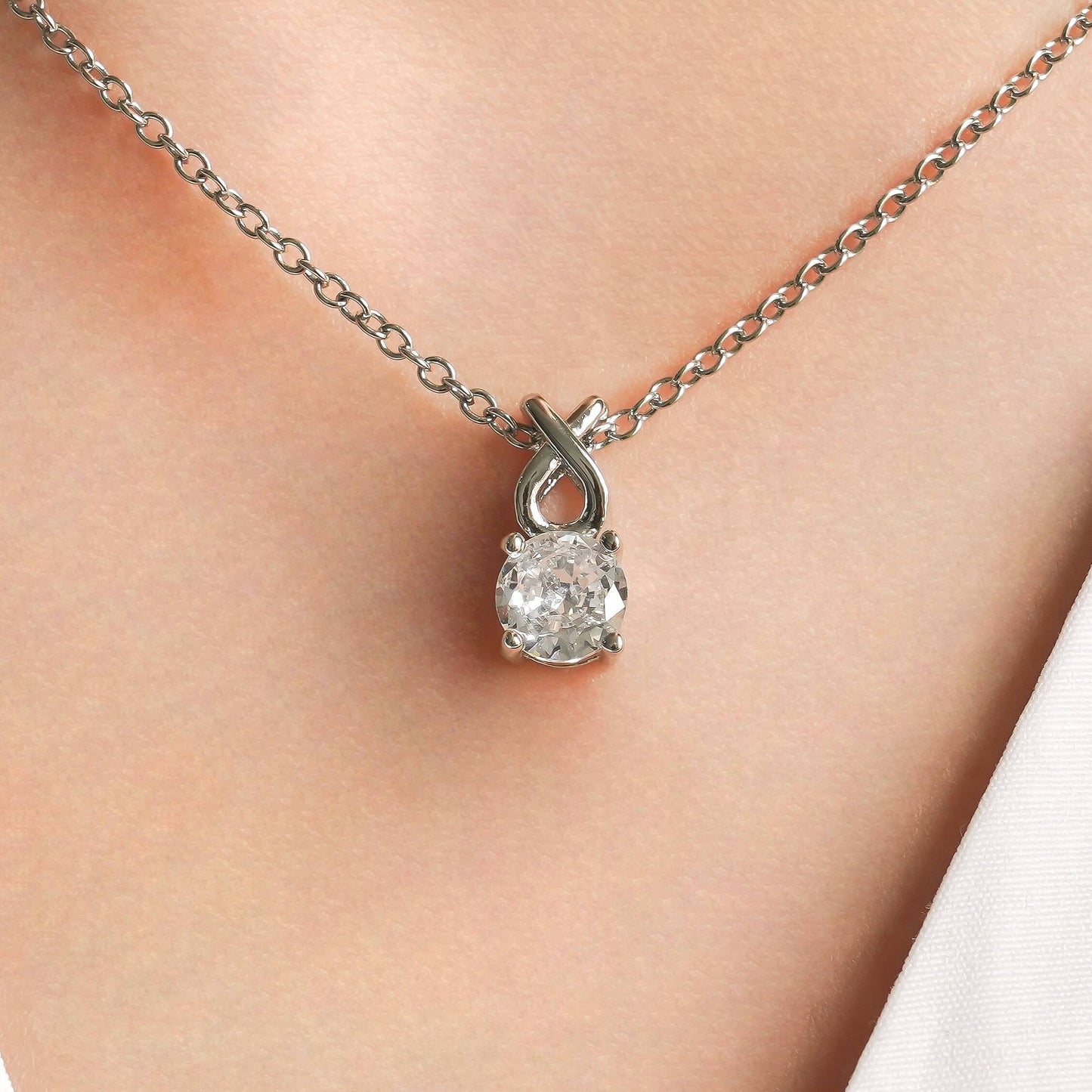 CC00382 Necklace Copper Cubic Zirconia white gold plated 18K