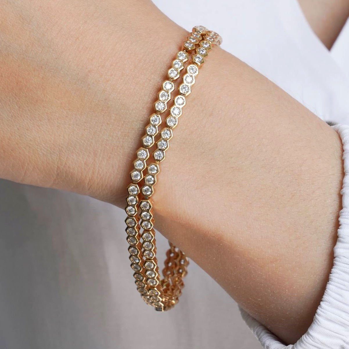 LX00031 Bracelet 18K Gold Plated Copper Cubic Zirconia