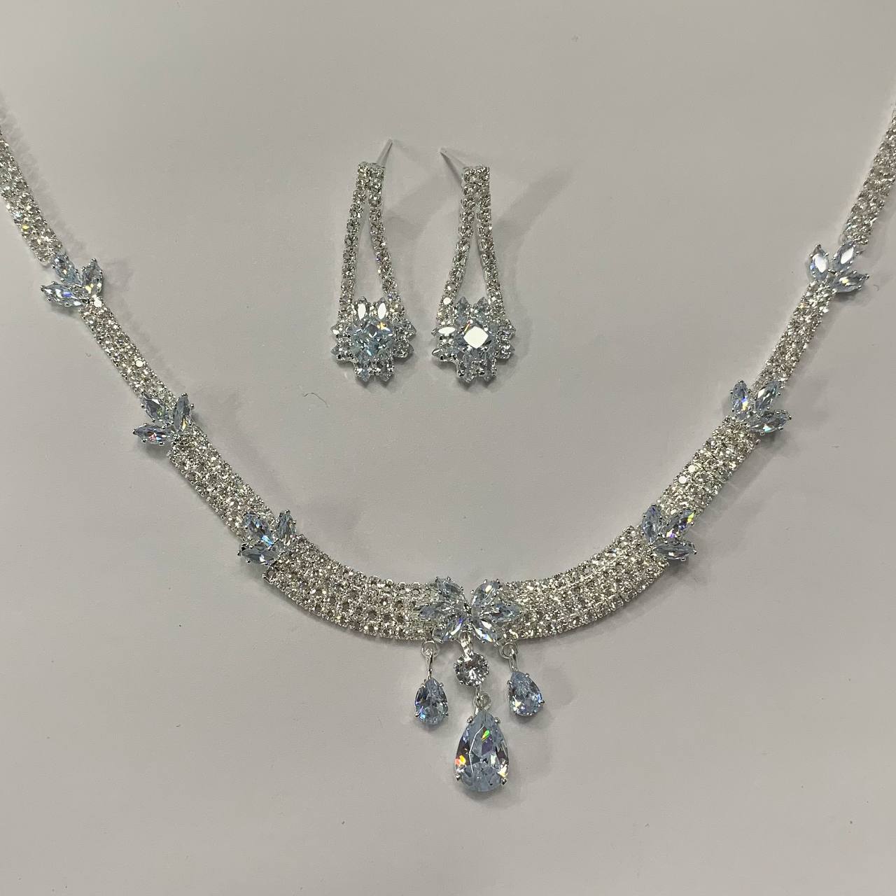 CC01731 Set 18K White Gold Plated Copper Crystal