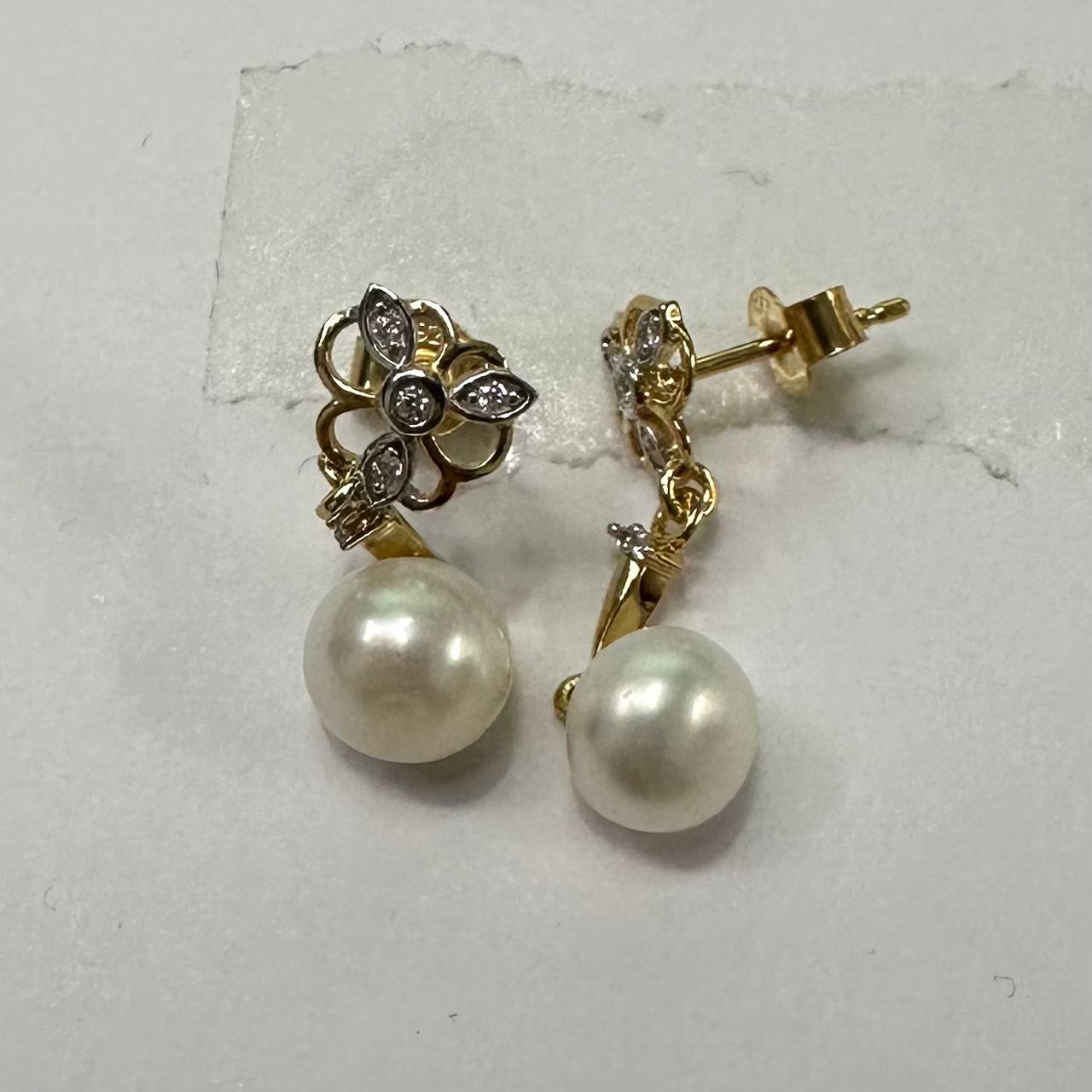 SZ16510 Sterling Silver 925 White Pearl Pianite (Gold Plated)