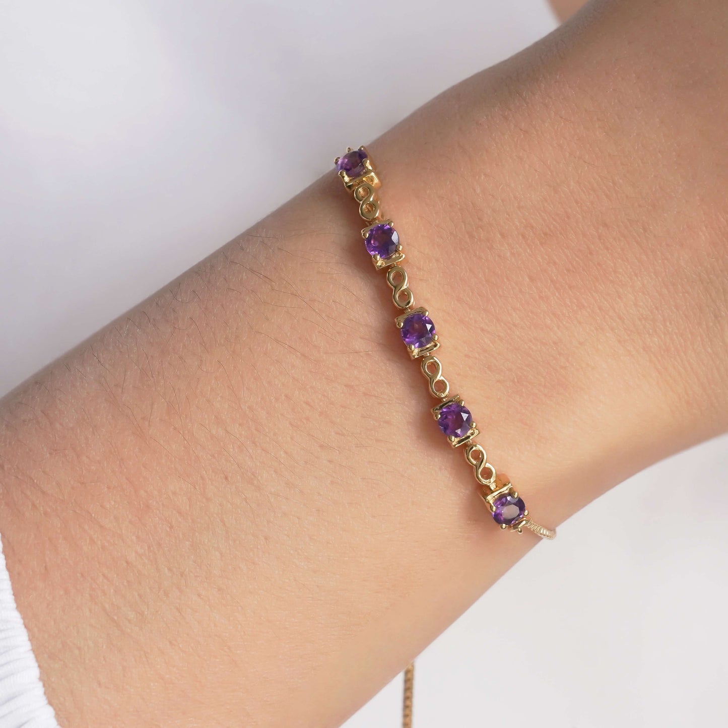 SZ16595 Bracelet Silver 925 African Amethyst (Gold Plated)