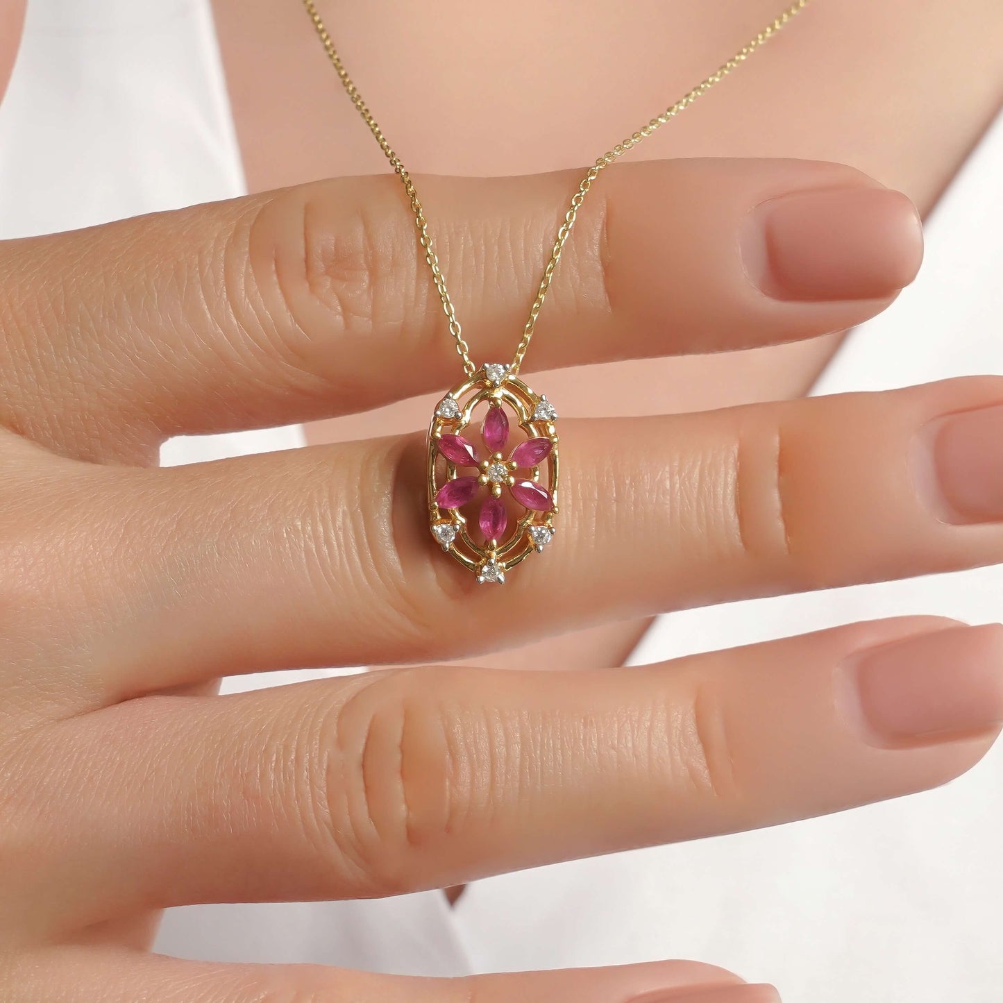 SZ16022 Pendant Silver 925 Ruby Longido Cubic Zirconia (Gold Plated)