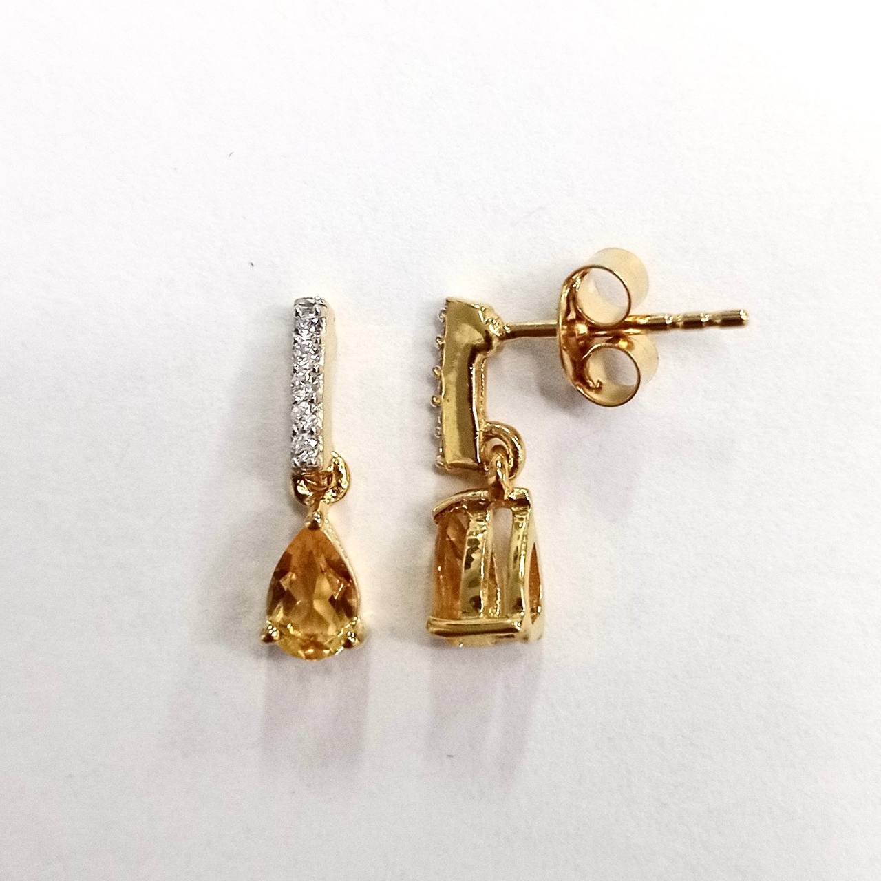 SZ16197 Studs Silver 925 Citrine Pianite (Gold Plated)