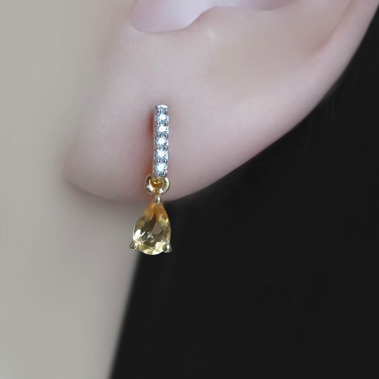 SZ16197 Studs Silver 925 Citrine Pianite (Gold Plated)