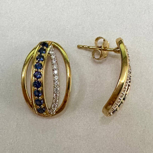 SZ16047 Earrings Silver 925 Linde Sapphire Cubic Zirconia (Gold Plated)