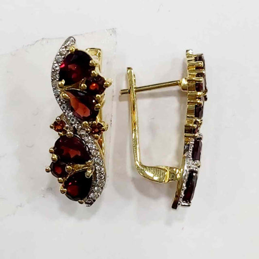 SZ14369 Zirak Silver 925 Garnet White Topaz (Gold Plated)